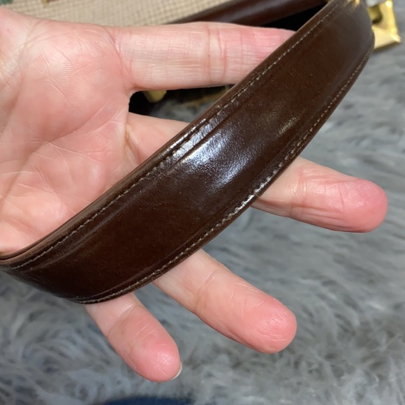 Vintage Floral Needlepoint Clutch with Brown Handle - Picture 7 of 8